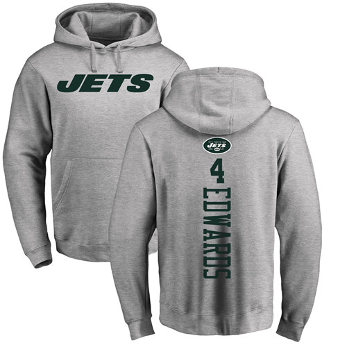 New York Jets Men Ash Lac Edwards Backer NFL Football 4 Pullover Hoodie Sweatshirts